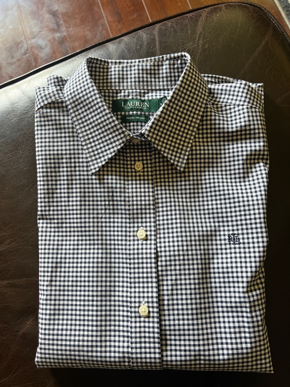 Lauren Ralph Lauren Navy & White Gingham Dress Shirt - Men's